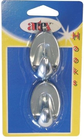 Large self-adhesive oval hooks, silver, 2 pcs