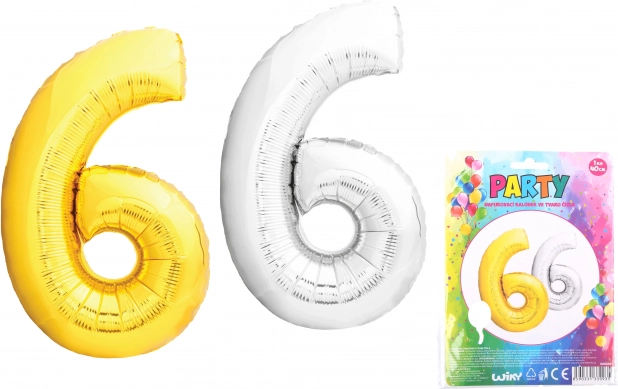 Uzpūšams balons cipara 6 formā