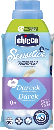 Chicco veļas mīkstinātājs Baby Sensitive Saldais pūderis 750 ml + mitrās salvetes 72 gab. dāvanā