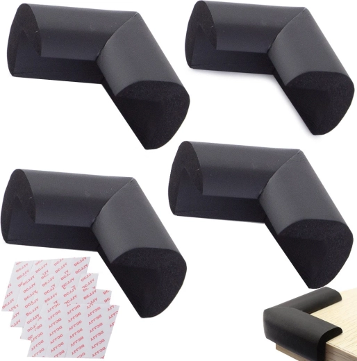 Protective furniture corner guards made of soft foam, black, set of 4