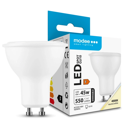 Modee Lighting LED punktveida spuldze GU10 6 W, 550 lm, neitrāli balta, aptumšojama