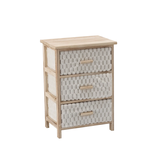 Kumode ar 3 tekstila atvilktnēm 40 × 29 × 58 cm