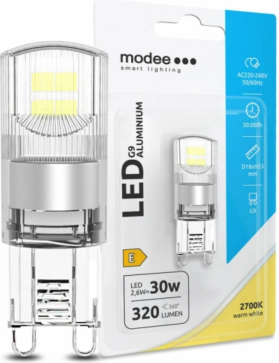 LED spuldze G9 2,6 W silti balta alumīnijs MODEE
