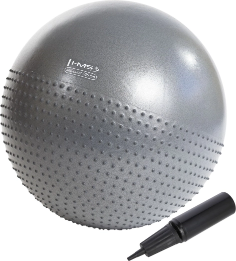 Masāžas vingrošanas bumba 65 cm pelēka HMS