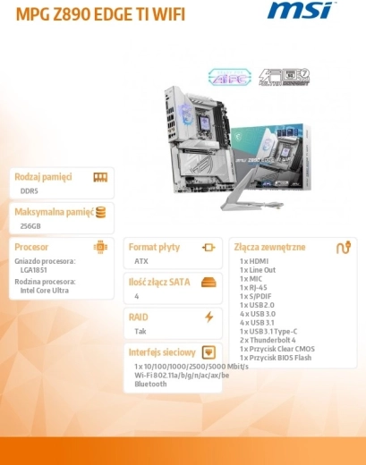 Gaming Motherboard MSI MPG Z890 EDGE TI WIFI