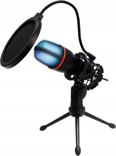 Studijas USB kondensatora mikrofons ar RGB apgaismojumu