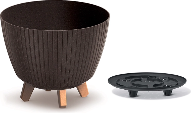 Puķu pods Lamia Eco Wood 28,8 cm – kafija