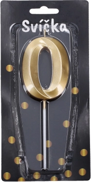 Ballīšu svece cipars 0, zelta