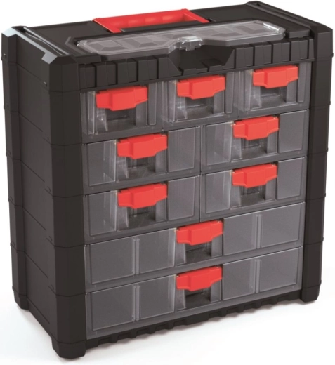 Plastmasas piekarināms organizators Multicase Cargo 400 × 200 × 392 mm, 9 atvilktnes