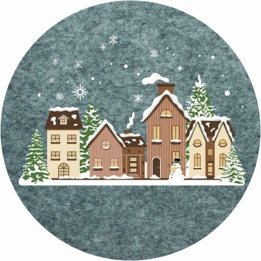 Christmas Felt Placemat with Snowy Houses, 30 cm