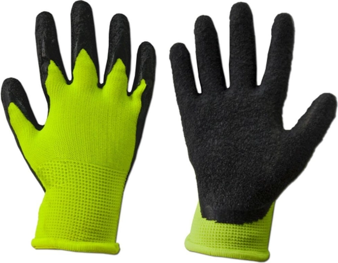 Protective latex gloves LEMON, 13G polyester knit