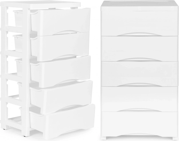 Pārvietojama atvilktņu skapīte ar 5 atvilktnēm ModernHome, balta