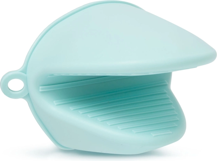 Blue silicone oven mitt