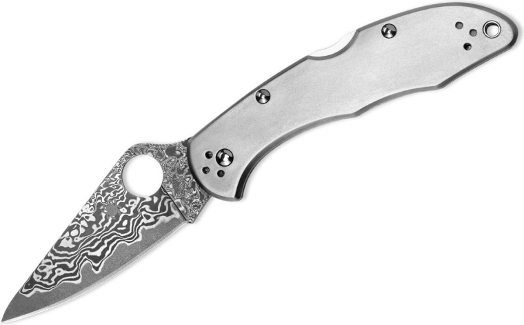 Saliekamais nazis Spyderco Delica 4 Titanium Damascus 7,4 cm