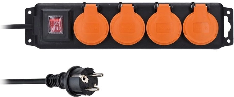 Solight outdoor extension lead IP44 with switch, 4 sockets, 3 m