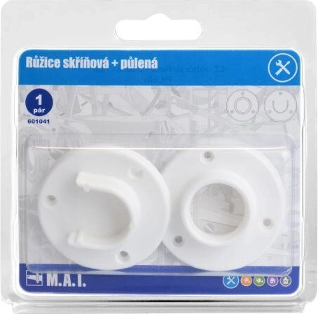 Cabinet rosette, full and split, white (1 pair)