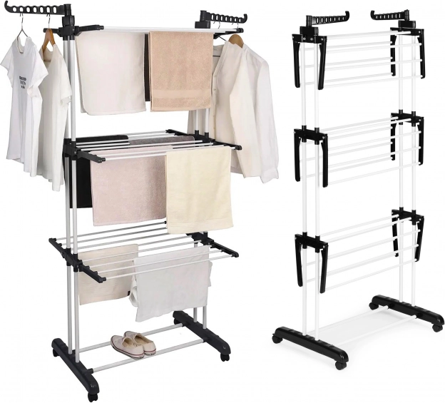 Vertikāls veļas žāvētājs ar riteņiem, salokāms, ModernHome