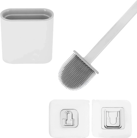 Ruhhy slim silicone toilet brush with hygienic holder