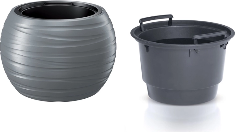 Maze round planter with insert 43.6 cm – grey stone