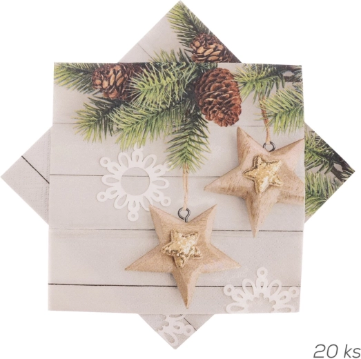 Paper napkins with star motif 33 × 33 cm, 20 pcs