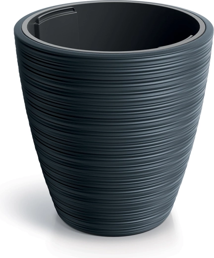Puķu pods Vena round ar ieliktni, antracīta krāsā 23,8 cm - 1 gab.