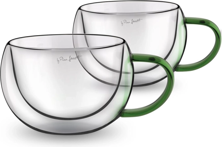 Lamart set of two thermal cappuccino glasses, green, 270 ml