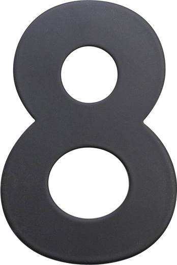 House Number 8, 75 mm, stainless steel, matte black