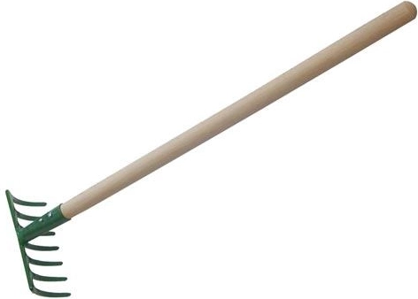 Grābeklis ar 7 zariem un koka kātu 50 cm