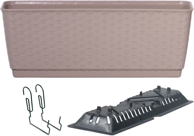 Ratolla PW planter box with hooks, mocha, 49 cm