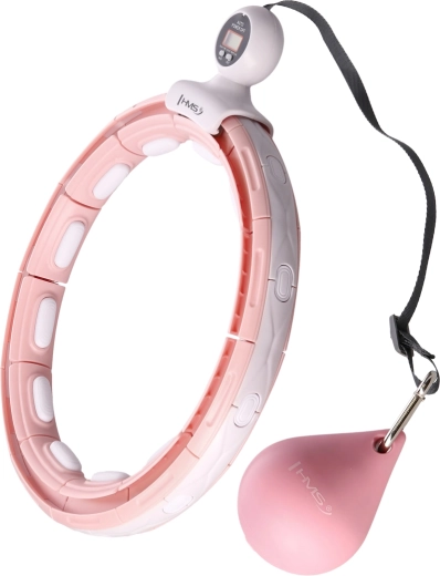 Masāžas hula-hoops ar atsvaru, magnētiem un skaitītāju HMS – rozā