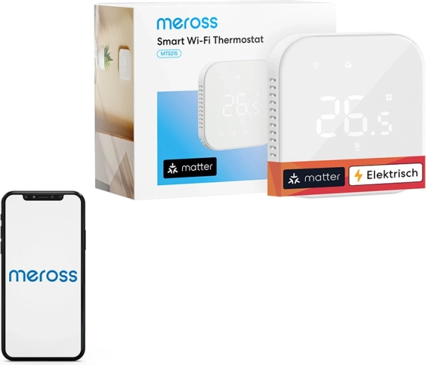 Inteliģents Wi‑Fi termostats grīdas apsildei MEROSS MTS215MA (Matter)