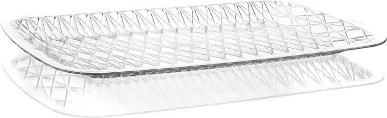 Accasa plastmasas paplāte ar stikla imitāciju, 41 × 27 × 2 cm, caurspīdīga