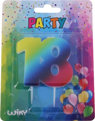 Dzimšanas dienas svece skaitlis 18 varavīksnes