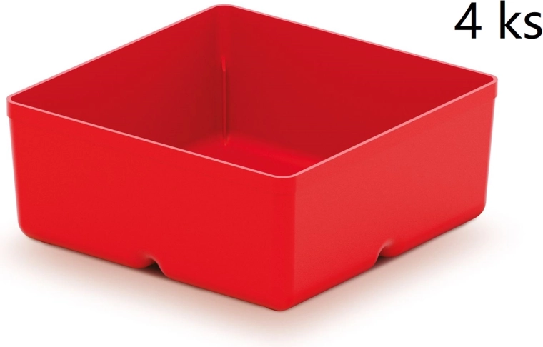 Set of 4 Plastic Tool Boxes Unite Box, Red, 110 × 110 × 112 mm