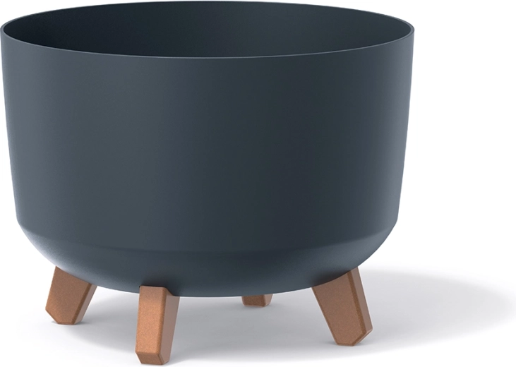 Puķu pods uz kājiņām Gracia Eco Wood 23,5 cm, antracīta krāsā