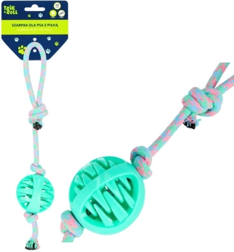 TRIK&ROLL dog tug toy with ball, green