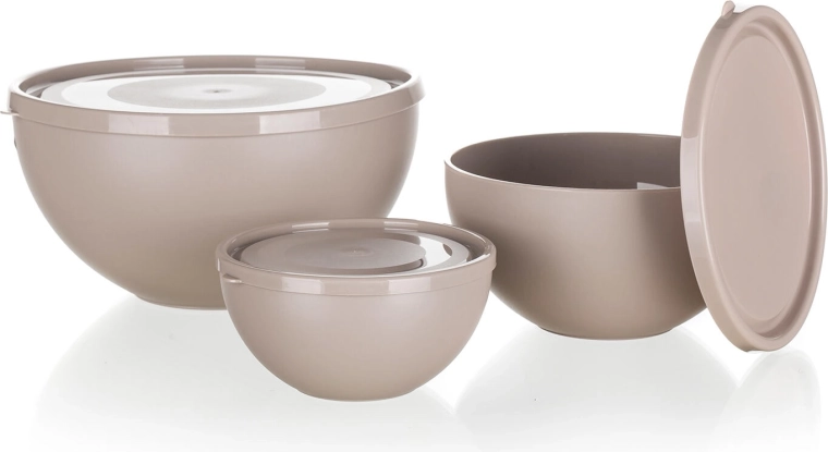 Plastmasas bļodu komplekts ar vākiem Culinaria latte, 3 gab.
