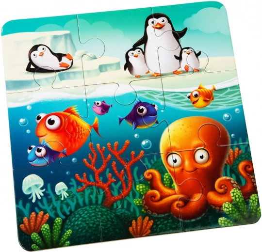 Trīs attēli ar pieaugošu grūtības pakāpi