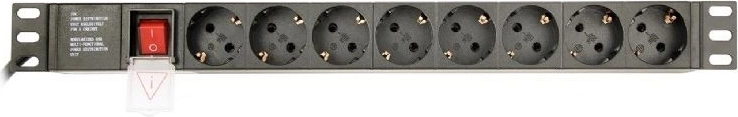 Astoņas Schuko rozetes 1U formātā