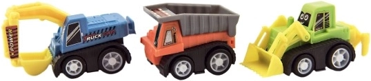 Komplekts ar 6 dažādiem celtniecības transportlīdzekļiem