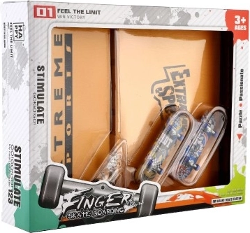 Divi pirkstu skeitbordi iepakojumā