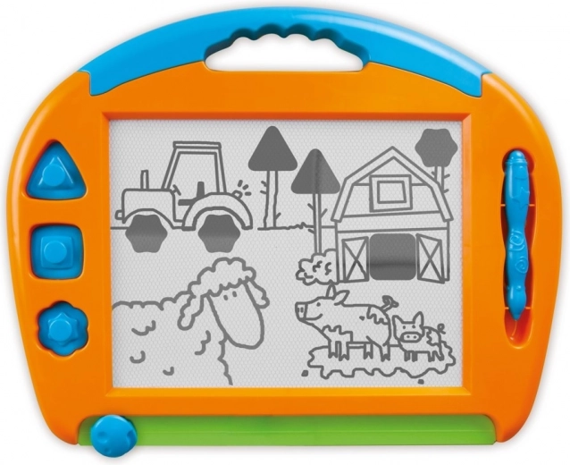 3 magnētiskas spiedogzīmes un stiluss uz aukliņas