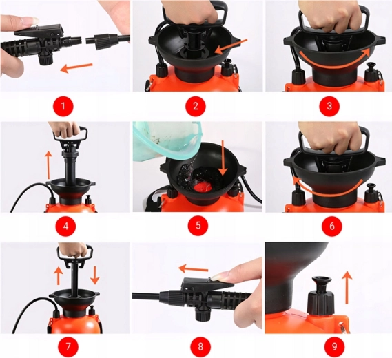 Ātra spiediena uzpumpēšana un vienmērīga smidzināšana
