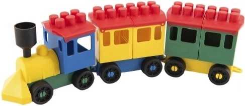 Krāsains vilcieniņš ar diviem vagoniņiem