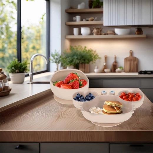 Stabila bļoda un šķīvis ar piesūcekni