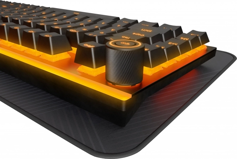 Per-key ARGB lighting and 3D media wheel