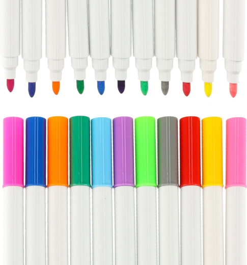 Iepakojumā 12 krāsaini krīta flomāsteri