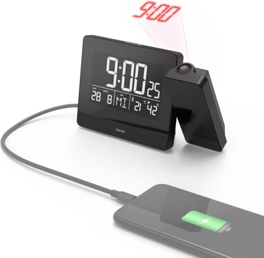 USB uzlāde un pārskatāms displejs ar temperatūru un datumu