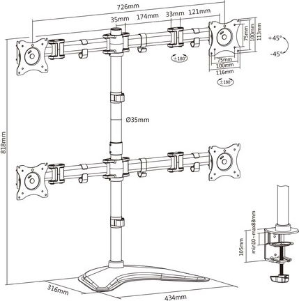 Adjustable rotation and tilt