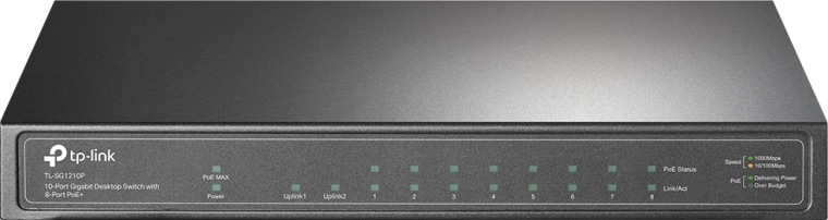 8× PoE+ IP ierīču barošanai ar vienu kabeli